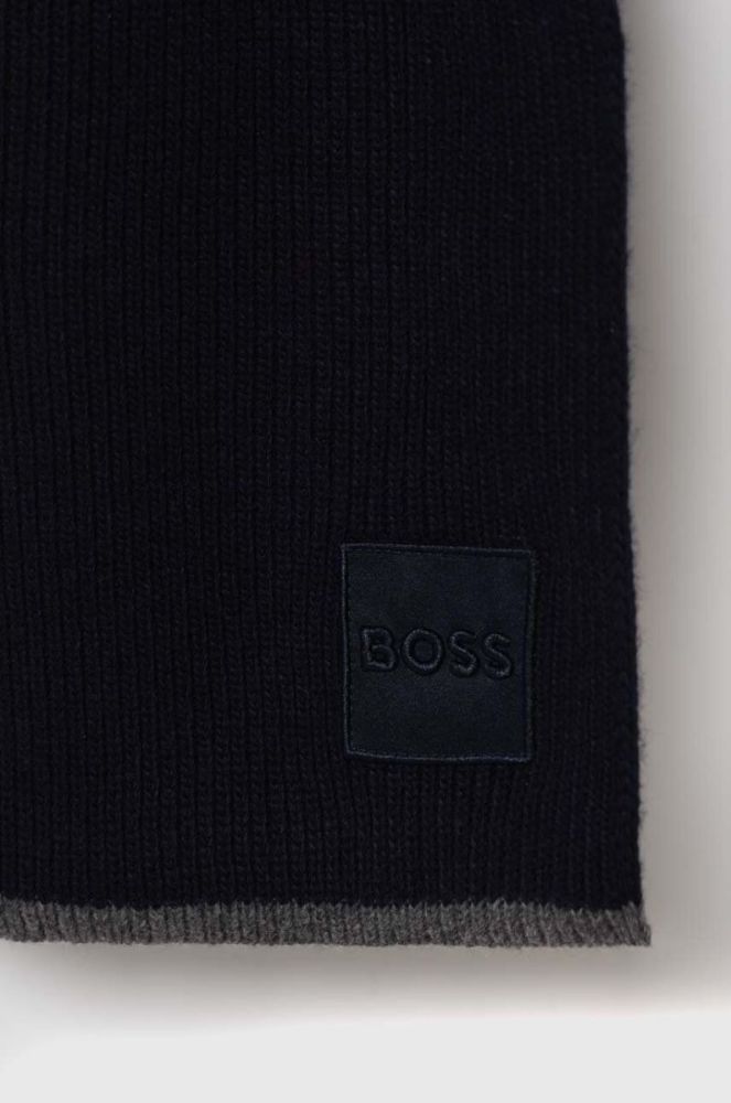 Шарф з домішкою вовни BOSS однотонний колір блакитний фото 2