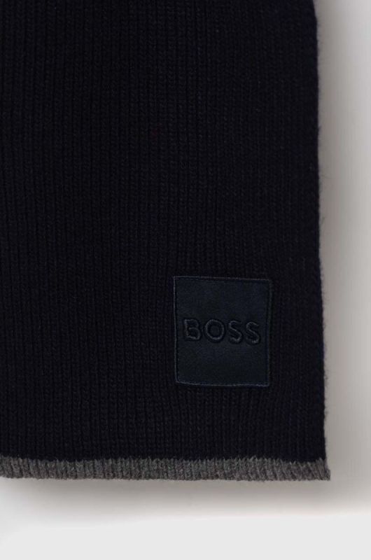 Шарф з домішкою вовни BOSS однотонний колір блакитний фото 2
