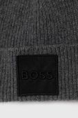 Шапка та шарф з домішкою вовни BOSS колір сірий