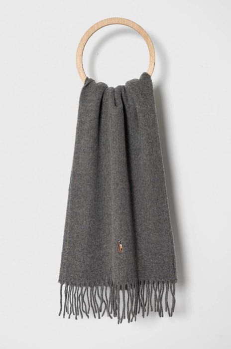 Вовняний шарф Polo Ralph Lauren колір сірий однотонний (3497245)