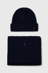 Шапка і шарф з кашеміру Polo Ralph Lauren колір блакитний