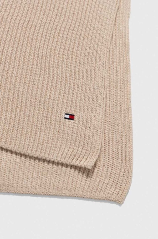 Шарф з домішкою кашеміру Tommy Hilfiger колір бежевий однотонний фото 2