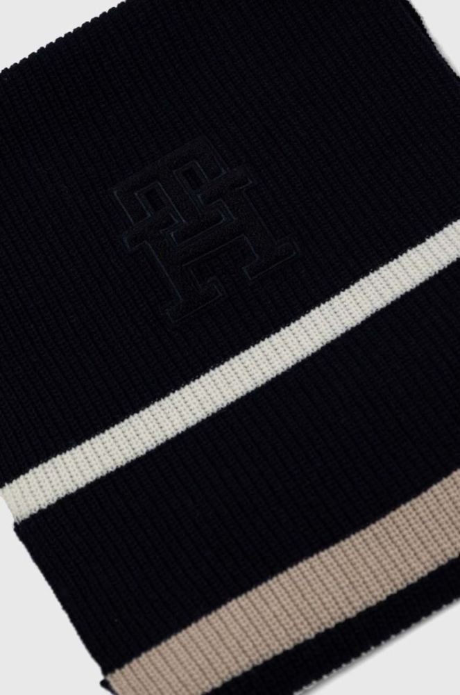 Шарф з домішкою вовни Tommy Hilfiger колір синій візерунок (3558317) фото 2