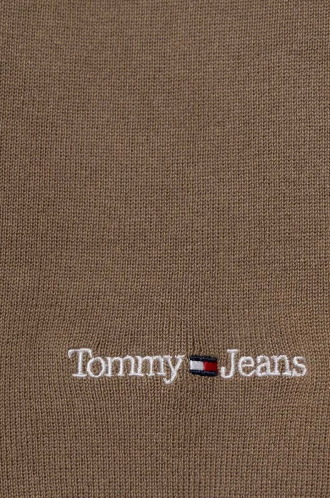 Шарф Tommy Jeans чоловічий колір бежевий з принтом фото 2