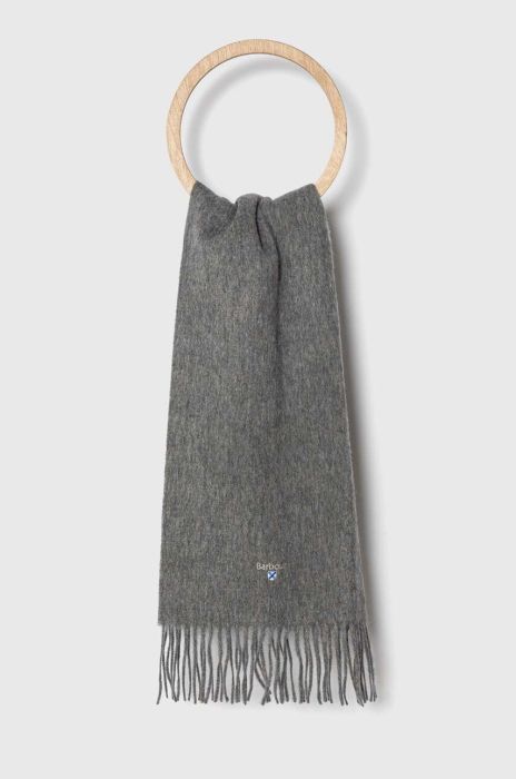 Вовняний шарф Barbour колір сірий однотонний (3486438)
