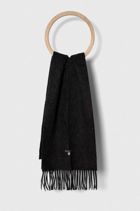 Вовняний шарф Barbour колір сірий однотонний (3486436)