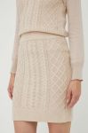 Спідниця з домішкою вовни Guess колір бежевий mini пряма (3450735) Спідниця з домішкою вовни Guess колір бежевий mini пряма (3450735)