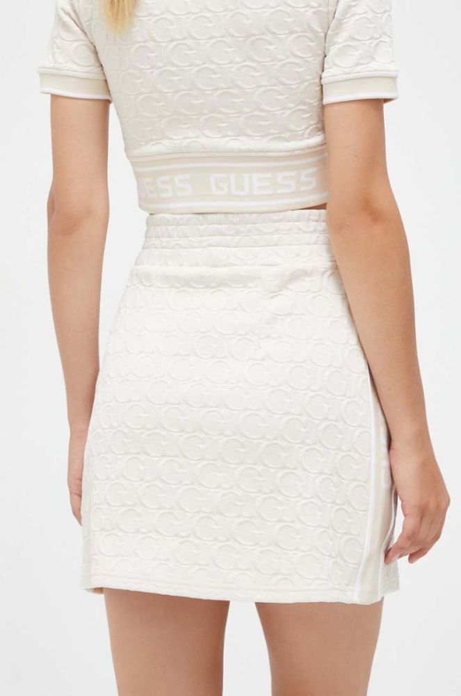 Спідниця Guess колір бежевий mini розкльошена (3459288) фото 3