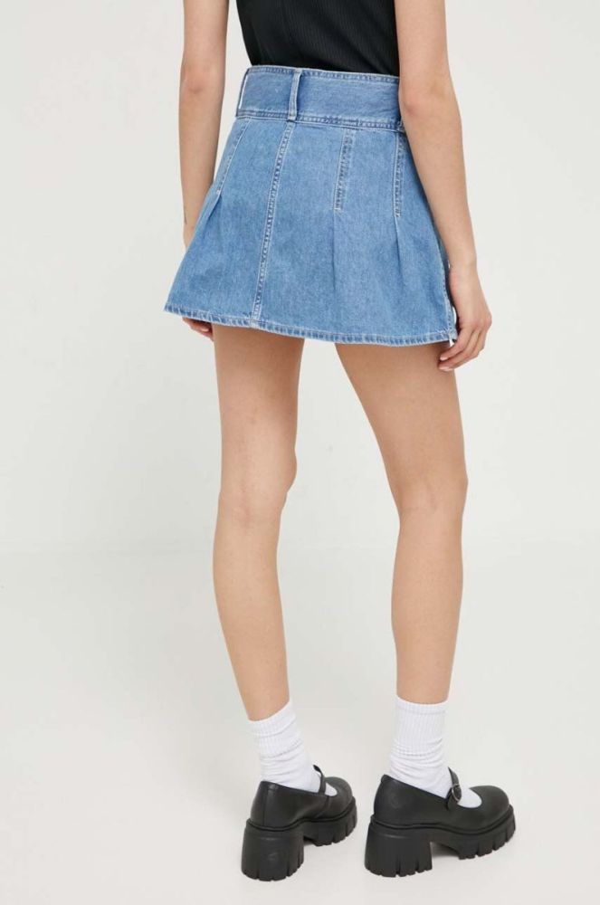 Джинсова бавовняна спідниця Tommy Jeans mini розкльошена колір блакитний фото 3