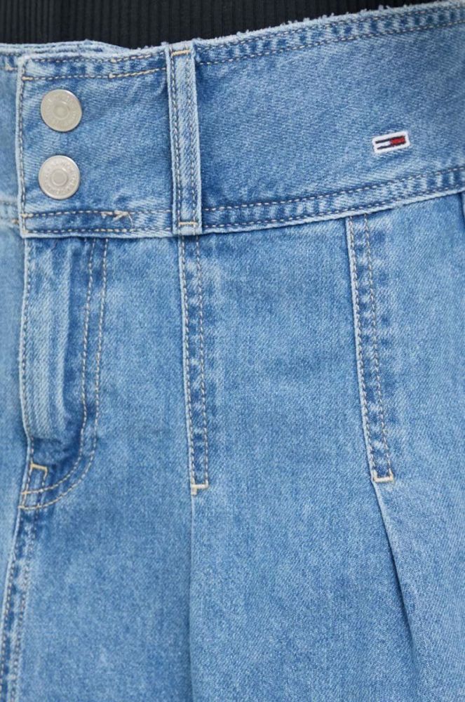 Джинсова бавовняна спідниця Tommy Jeans mini розкльошена колір блакитний фото 5