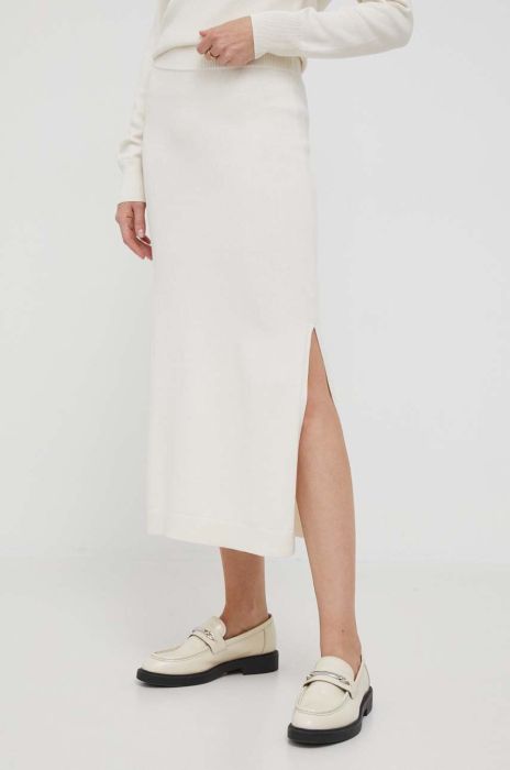 Спідниця Lauren Ralph Lauren колір бежевий midi олівець Спідниця Lauren Ralph Lauren колір бежевий midi олівець