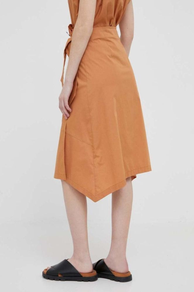Спідниця Dkny колір коричневий midi розкльошена фото 3