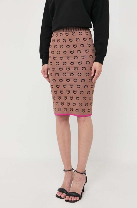Спідниця Pinko колір коричневий mini олівець