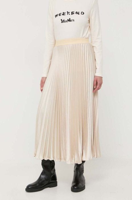 Спідниця Weekend Max Mara колір бежевий midi розкльошена
