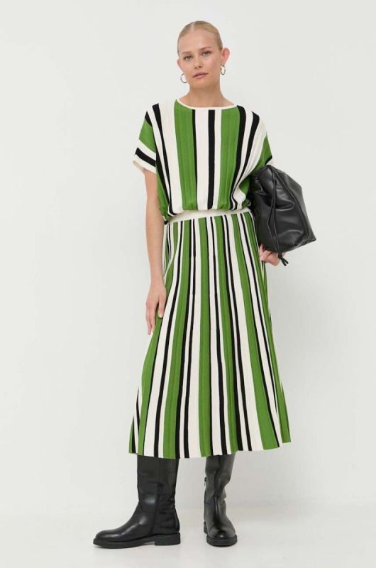 Спідниця Weekend Max Mara колір зелений midi розкльошена (3404266) фото 2