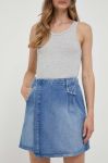 Джинсова бавовняна спідниця Pepe Jeans Evy mini розкльошена колір блакитний Джинсова бавовняна спідниця Pepe Jeans Evy mini розкльошена колір блакитний