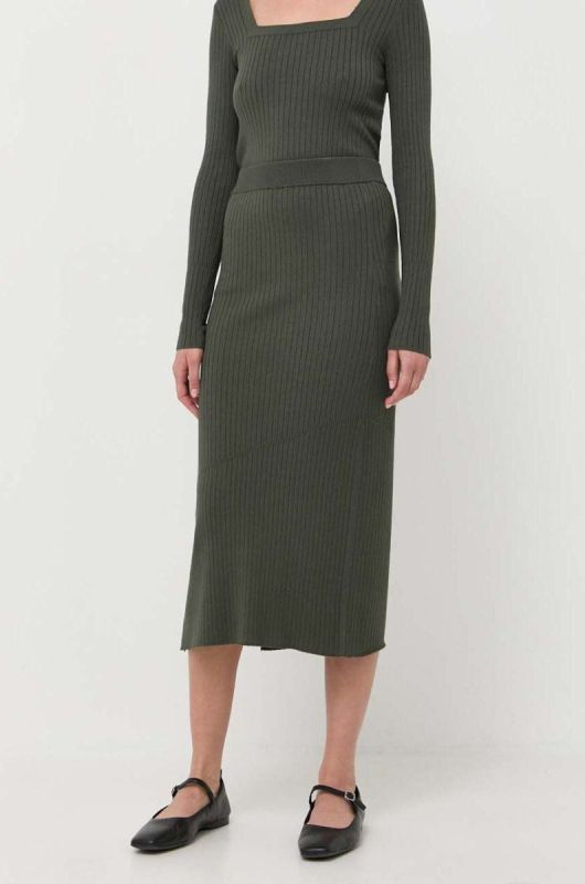 Спідниця Max Mara Leisure колір зелений midi пряма (3416121)