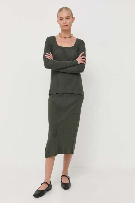 Спідниця Max Mara Leisure колір зелений midi пряма (3416121) фото 2