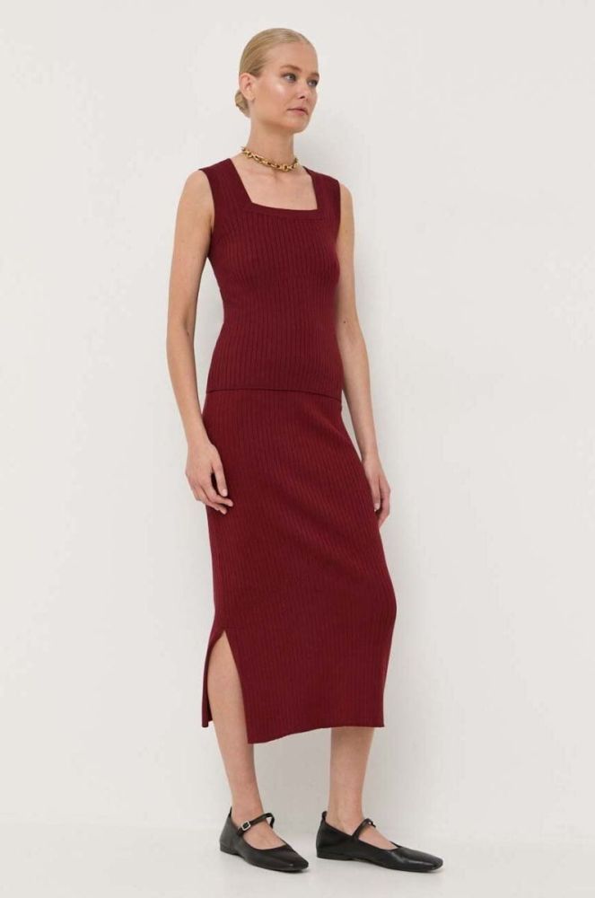 Спідниця Max Mara Leisure колір бордовий midi пряма фото 2