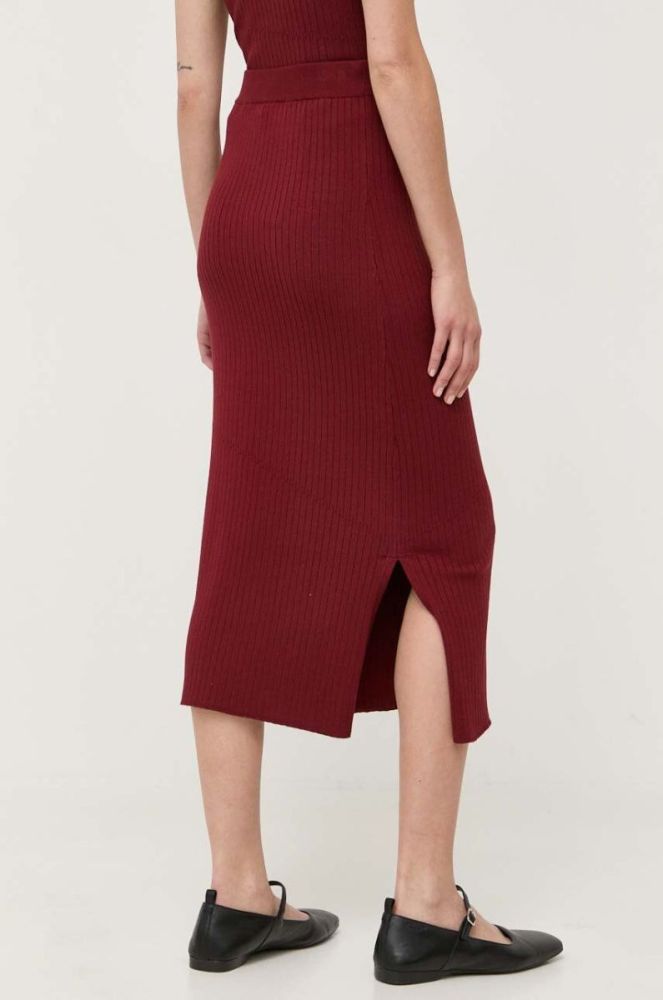 Спідниця Max Mara Leisure колір бордовий midi пряма фото 3