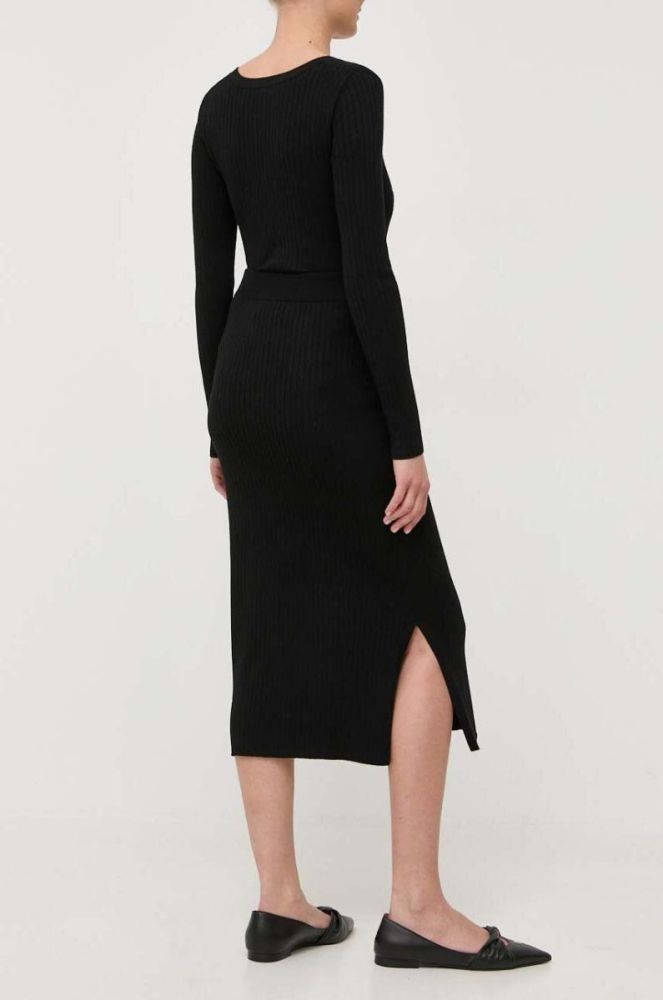 Спідниця Max Mara Leisure колір чорний midi пряма (3416125) фото 3