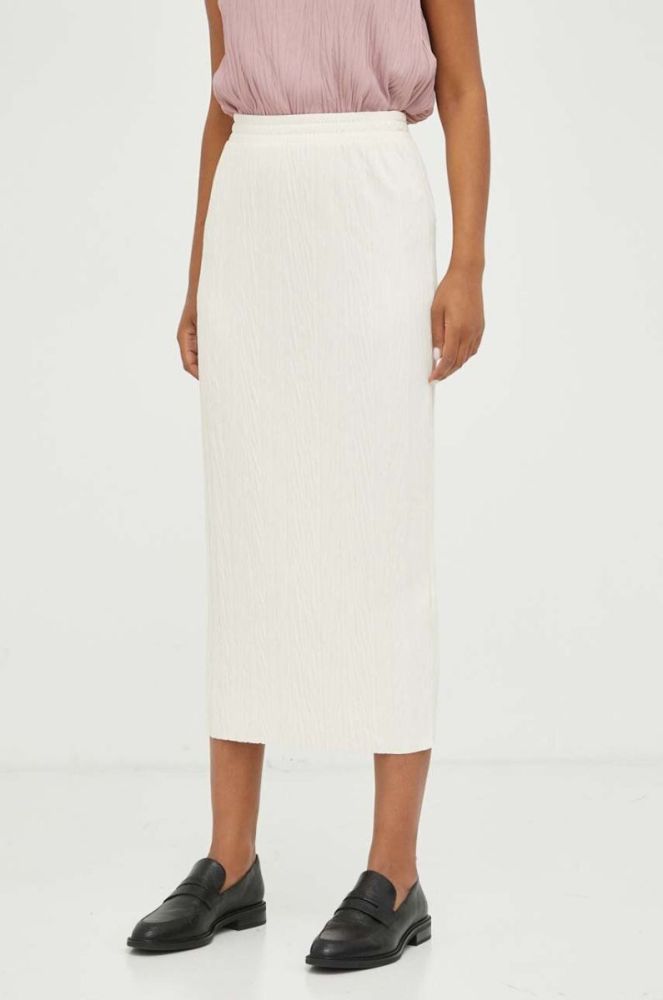 Спідниця Max Mara Leisure колір бежевий midi пряма фото 2
