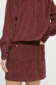 Вельветова спідниця Roxy колір коричневий mini пряма