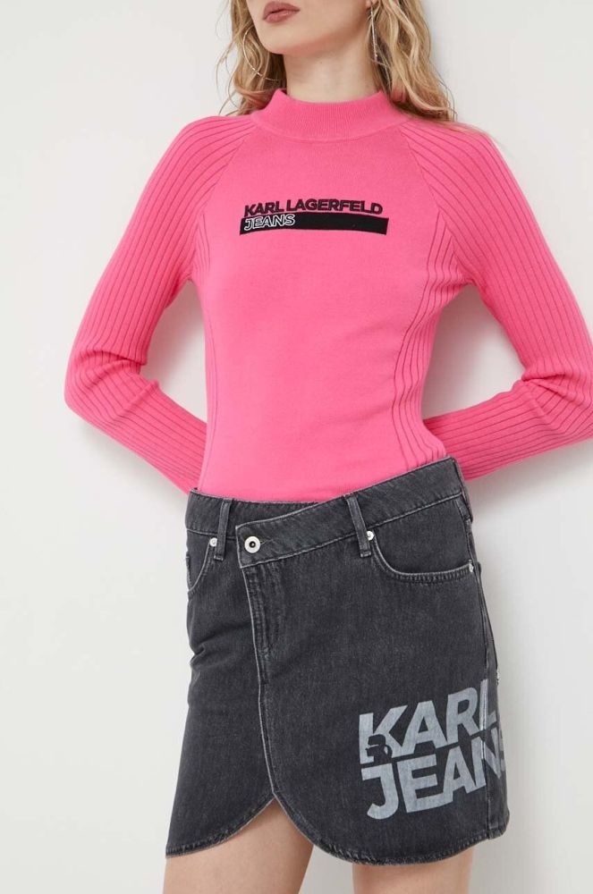 Джинсова спідниця Karl Lagerfeld Jeans колір чорний mini пряма (3351771)