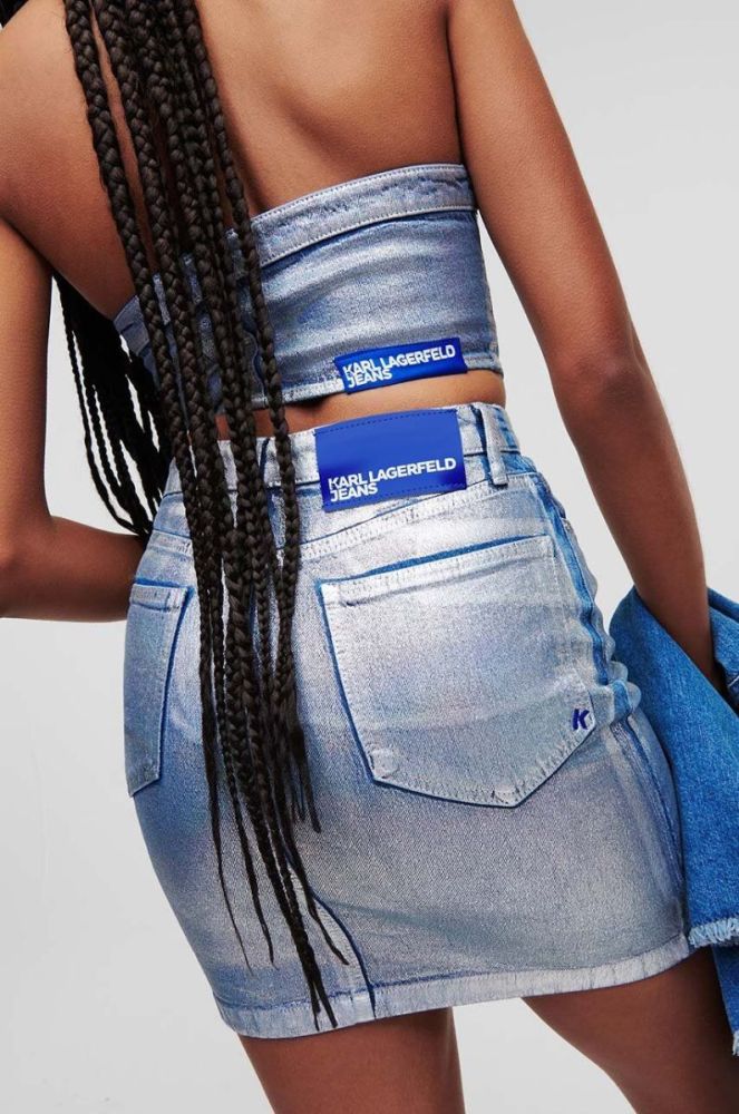 Джинсова спідниця Karl Lagerfeld Jeans mini олівець колір блакитний (3351778) фото 2
