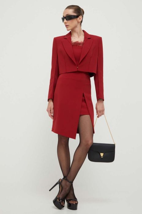 Спідниця Patrizia Pepe колір бордовий mini пряма (3383841)