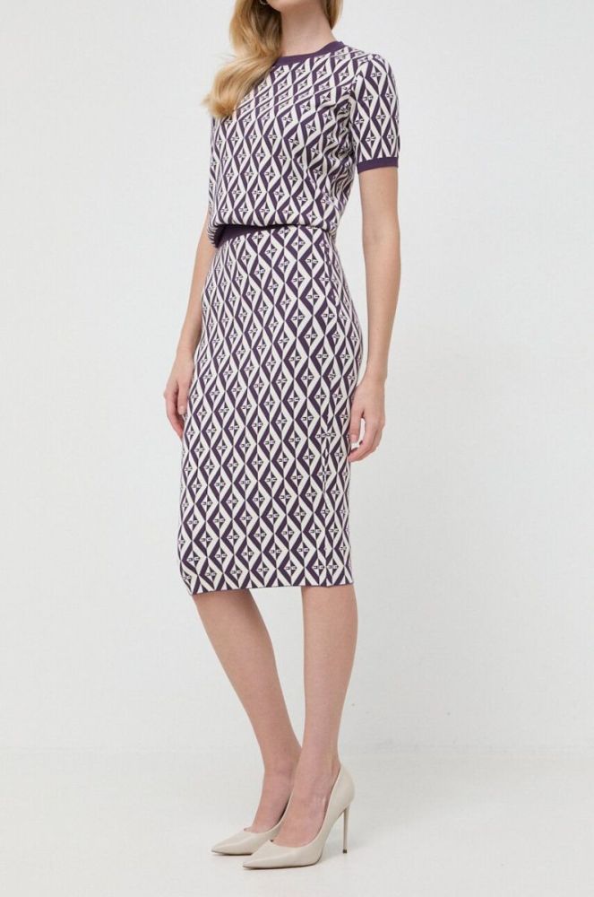 Спідниця Elisabetta Franchi колір фіолетовий midi олівець фото 3