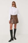 Шкіряна спідниця Remain колір коричневий mini розкльошена Шкіряна спідниця Remain колір коричневий mini розкльошена