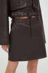 Шкіряна спідниця Gestuz колір коричневий mini пряма Шкіряна спідниця Gestuz колір коричневий mini пряма