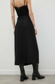 Льняна спідниця Drykorn колір чорний midi розкльошена