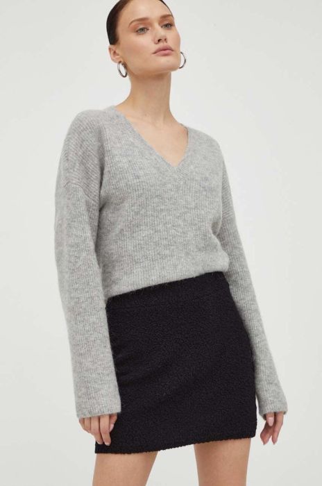 Вовняна спідниця Drykorn колір чорний mini пряма Вовняна спідниця Drykorn колір чорний mini пряма