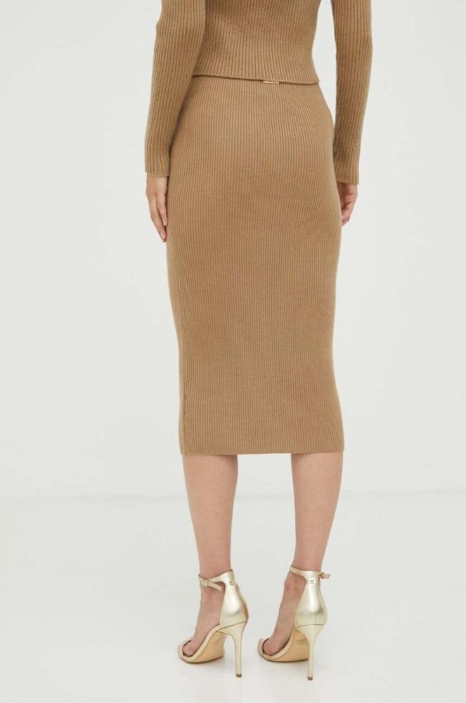Вовняна спідниця MICHAEL Michael Kors колір коричневий midi олівець фото 3