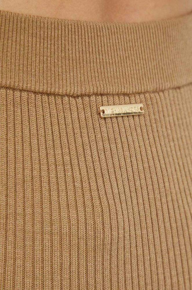 Вовняна спідниця MICHAEL Michael Kors колір коричневий midi олівець фото 4