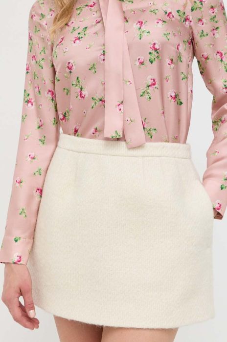 Вовняна спідниця Red Valentino колір бежевий mini олівець Вовняна спідниця Red Valentino колір бежевий mini олівець