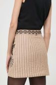 Спідниця з домішкою льону Twinset колір бежевий mini пряма