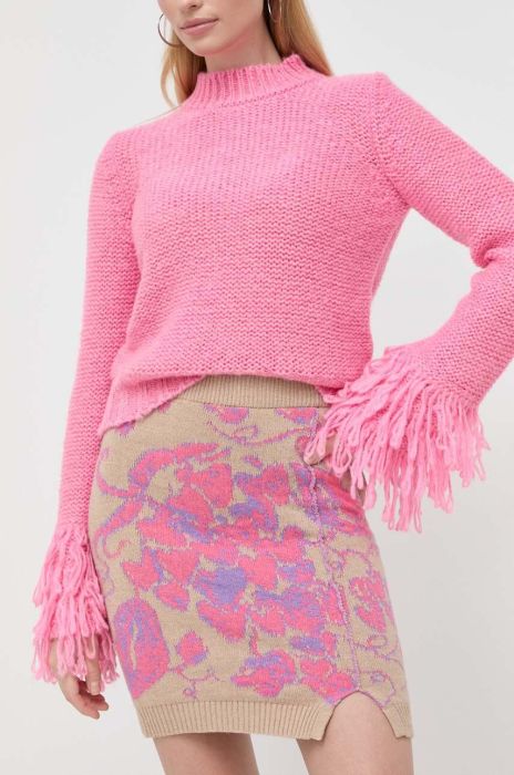 Спідниця з домішкою вовни Twinset колір бежевий mini олівець