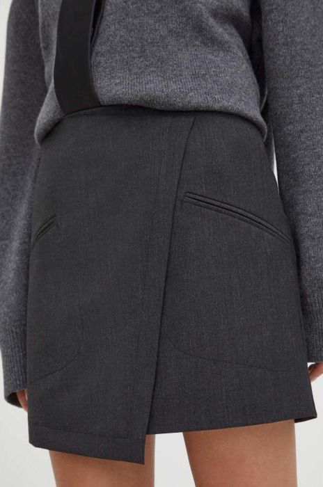 Спідниця з домішкою вовни Alohas Carolina колір сірий mini олівець Спідниця з домішкою вовни Alohas Carolina колір сірий mini олівець
