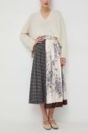 Спідниця з домішкою вовни Weekend Max Mara midi розкльошена колір барвистий Спідниця з домішкою вовни Weekend Max Mara midi розкльошена колір барвистий