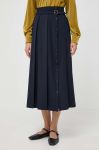 Спідниця з домішкою вовни Weekend Max Mara колір синій maxi розкльошена Спідниця з домішкою вовни Weekend Max Mara колір синій maxi розкльошена