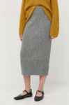 Вовняна спідниця Weekend Max Mara колір сірий midi пряма Вовняна спідниця Weekend Max Mara колір сірий midi пряма
