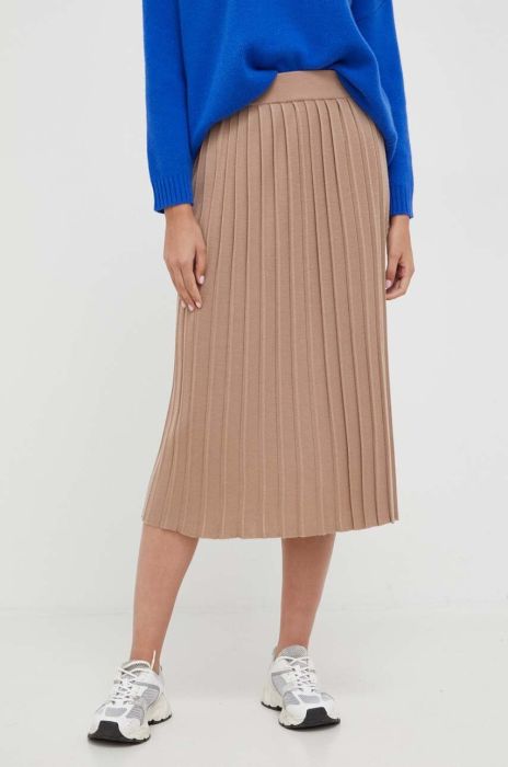 Вовняна спідниця Weekend Max Mara колір бежевий maxi розкльошена Вовняна спідниця Weekend Max Mara колір бежевий maxi розкльошена