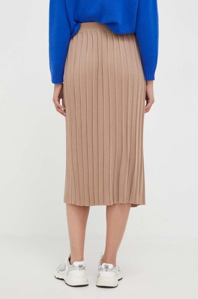 Вовняна спідниця Weekend Max Mara колір бежевий maxi розкльошена фото 3