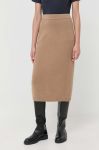 Вовняна спідниця Weekend Max Mara колір коричневий midi олівець Вовняна спідниця Weekend Max Mara колір коричневий midi олівець