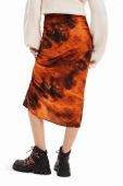 Спідниця Desigual 23WWFW07 WOMAN WOVEN SKIRT LONG колір помаранчевий midi пряма