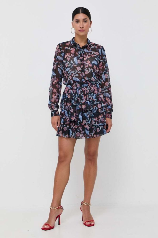 Спідниця Guess колір чорний mini розкльошена (3534154) фото 2