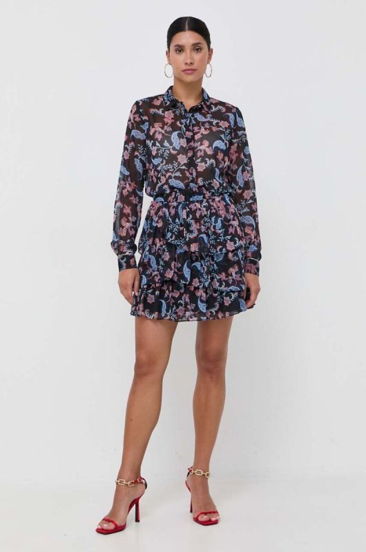 Спідниця Guess колір чорний mini розкльошена (3534154) фото 2